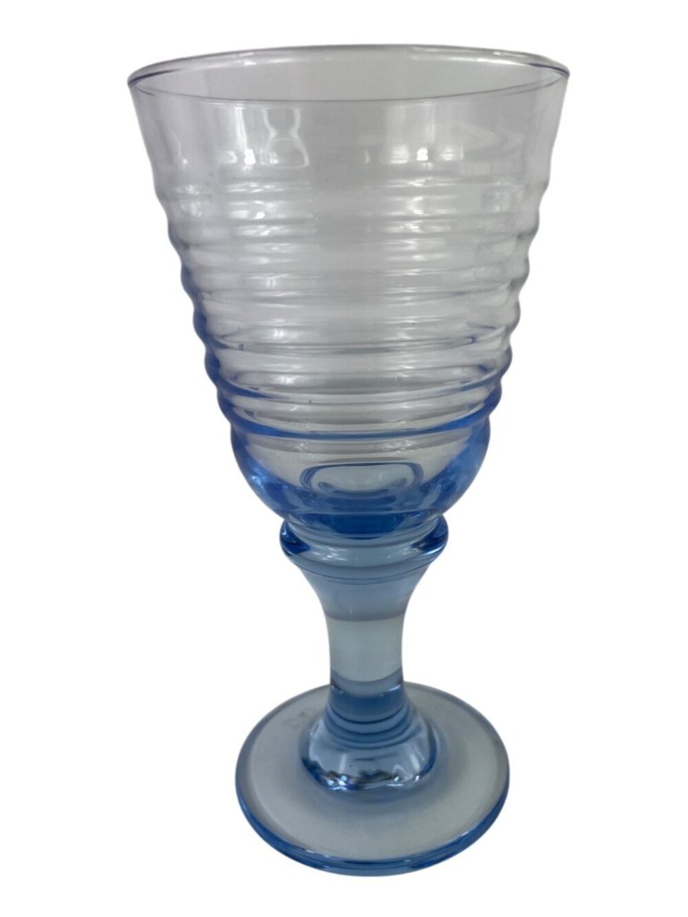 Set of 2 Vintage Libbey Sirrus Blue Ribbed Wine Glasses Goblets - Picture 2 of 8